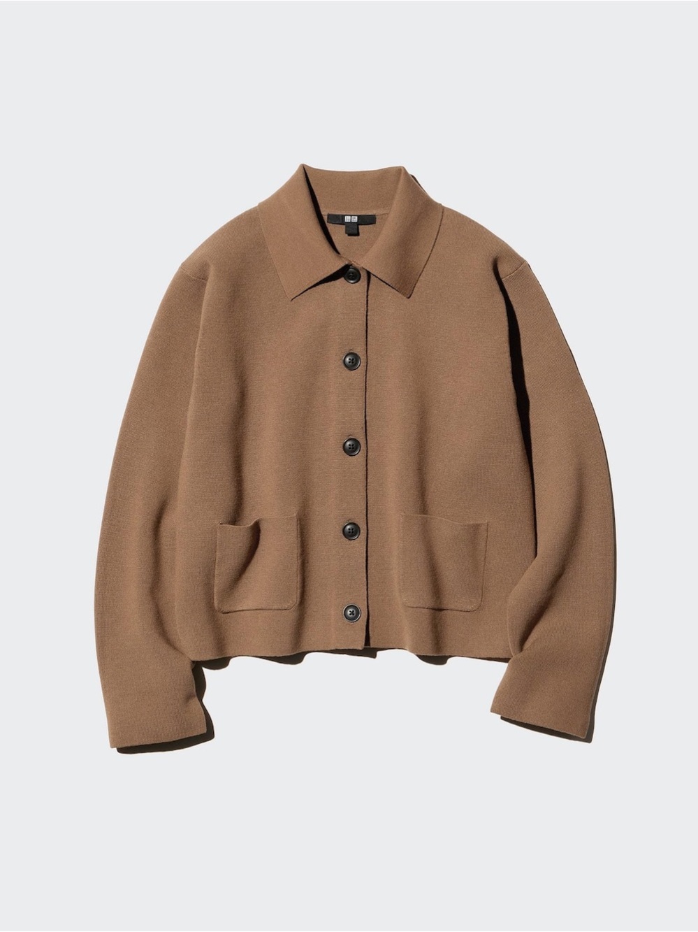 Uniqlo Milano Ribbed Knit Jacket - Brown S